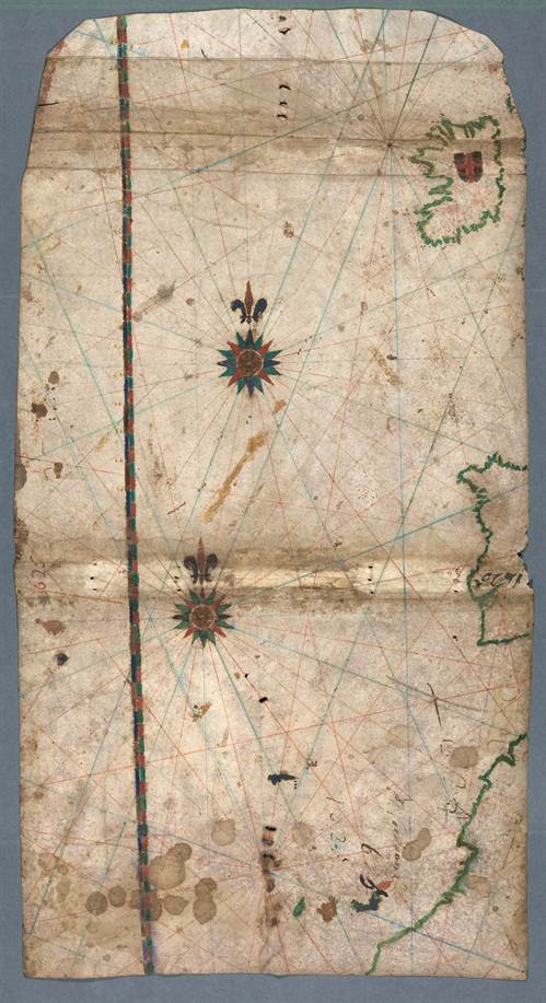 Fragmento de mapa, abrangendo o Atlântico entre o os Açores e Portugal (séc. XV-XVI)