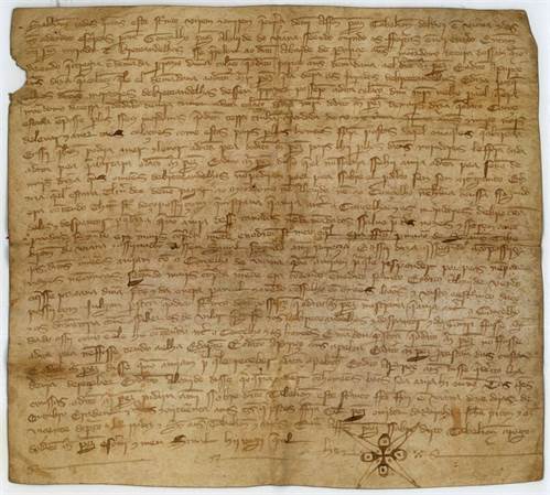Carta Régia 1/23 - Instrumento relativo a um morador de Berteandelos (Montaria) não querer pagar colação ao Mordomo da Terra de S. Martinho (1342)